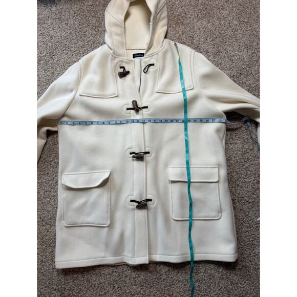 Land's End Toggle Hooded 100% Wool Jacket/Coat, Size Women's 3X, Cream - Picture 4 of 14